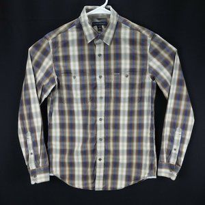 Banana Republic Men's Brown/Beige/Blue Plaid Long Sleeve Shirt